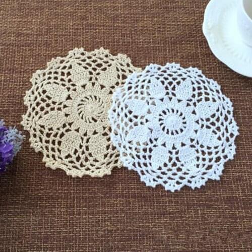 10PCS/LOT Round doily cotton hand made Crochet cup mat, 3 colors 16CMX16CM Round Coaster Place Mat