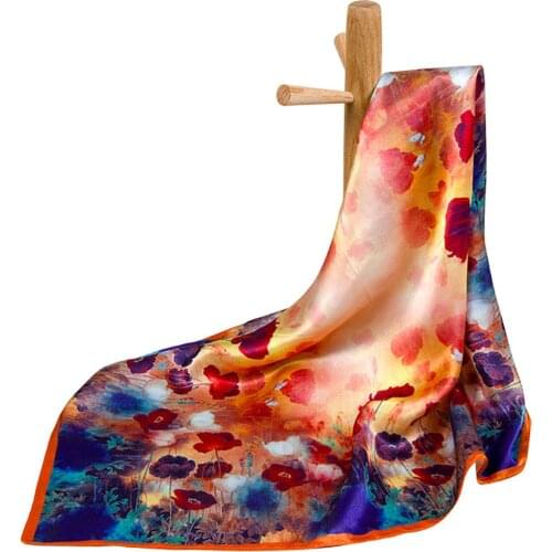 100% Pure Silk Scarf Women Bandana Female Head Scarf Womens Handkerchief Natural Silk Square Scarf for Hair Neckerchief for Kid