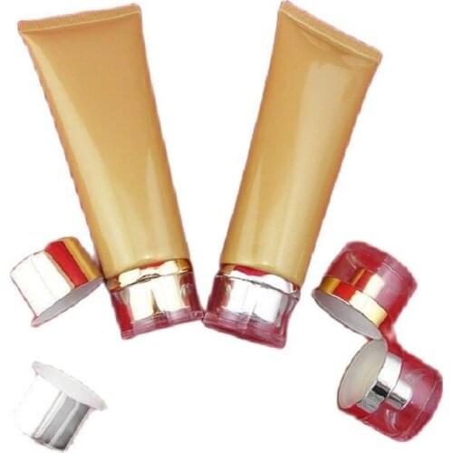 100ML 100G 30pcs/lot Shiny Gold DIY Cosmetic Soft Tube, Plastic Cosmetic Essential Container, Empty Sun Cream Packing Bottle