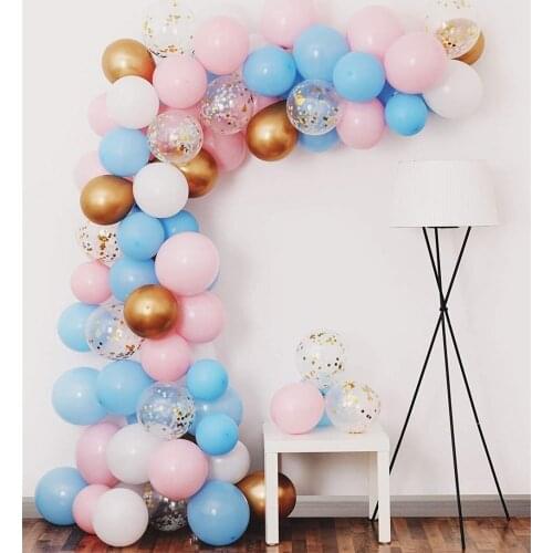 103pcs Gender Reveal Balloon Garland Kit,Including Blue Pink Gold Confetti Balloons for Gender Reveal Party Decorations