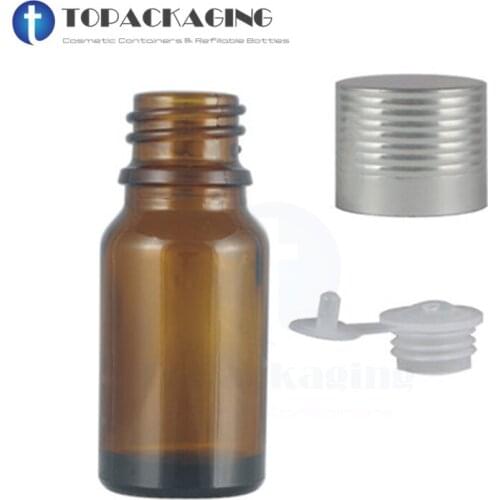 200PCS*10ML Screw Cap Bottle Amber Glass Makeup Essential Oil Brown Empty Cosmetic Liquid Container,Small Sample Vials