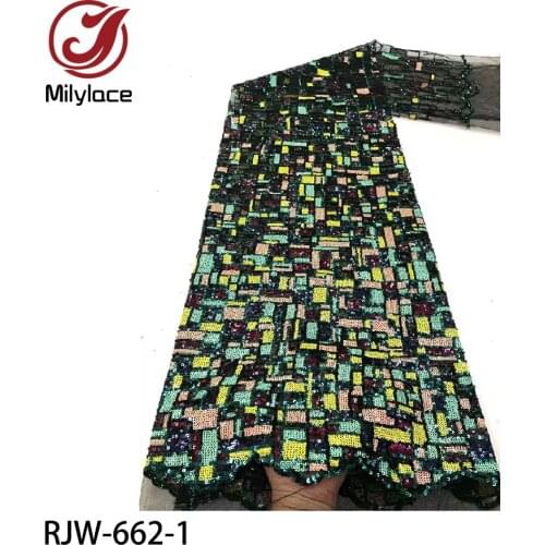 2021 High Quality Sequins Nigerian Lace French Lace African Lace Fabric for Party Dress 5yards/lot RJW-662