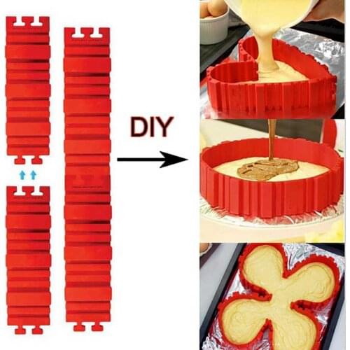 4Pcs/set Silicone bakeware Magic Snake cake mold pan DIY Baking square rectangular Heart Shape Round cake mould pastry tools New