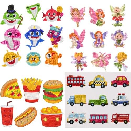 5D Diamond Painting Stickers DIY By Numbers Full Diamond Embroidery Cartoon Stickers Cross Stitch Kits Kids Decorations Stickers