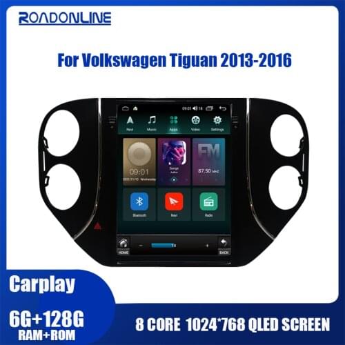 Roadonline Android 10 Tesla Vetical Screen Car Radio For VW Volkswagen Tiguan 2010-2016 Multimedia Navigation GPS Stereo