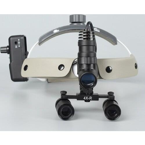 Integrated 4X wireless medical surgical binocular magnifier with spotlight LED lamp holder and portable magnifier