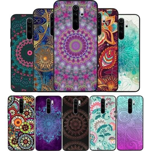 Mandala pattern black Silicone Phone Case For Redmi note 9 8 7 Pro S 8T 7A Cover