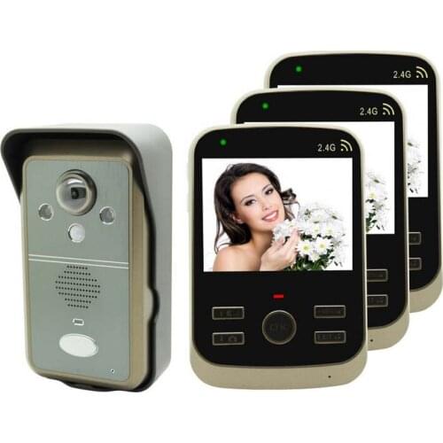 Home Security Interco 3.5" Wireless Intercom System Video Door Phone Motion Sensor&Taking Photos Function 1Camera+3Monitors