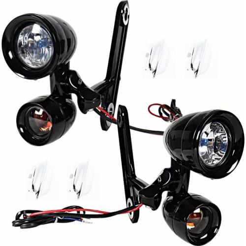 Gloss Black Fairing Mounted Driving Lights Turn Signals For Harley Touring Street Glide Electra Glide 1996-2011 2012 2013