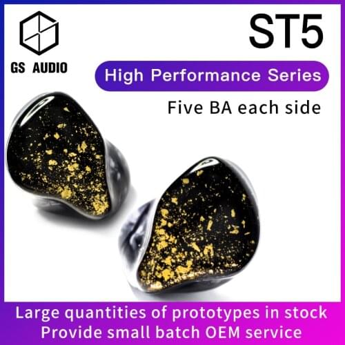 GS AUDIO ST5 5BA Hybrid Driver HiFi In-Ear Earphones with 0.78 2pin Detachable Cable IEMs for Audiophiles Musician OEM ODM