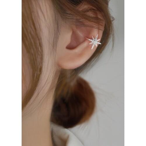 Korean Crystal Ear Cuffs For Women Zircon Earing Without Hole Fake Earrings Single Ear Bone 2021 Trend Clip Earings Jewelry