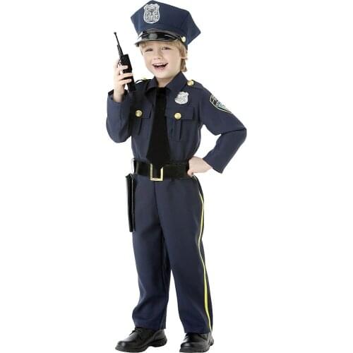New York Police Cosplay Costume Carnival Party Boy Girl Policeman Clothes Set Constabulary 3-9years children police costume