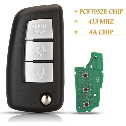Kutery 10pcs 3 Buttons Remote Car Key Fob 433MHz 4A Pcf7952E For Nissan Sylphy Bluebird Qashqai Kicks Tilda X-Trail 2019