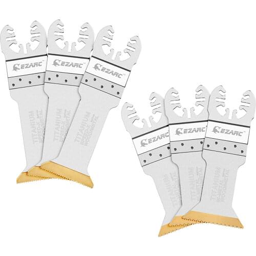EZARC 3/6pcs Speed Cutting Titanium Oscillating Multitool Blades Long Cut Saw Blades for Wood, Metal and Hard Material