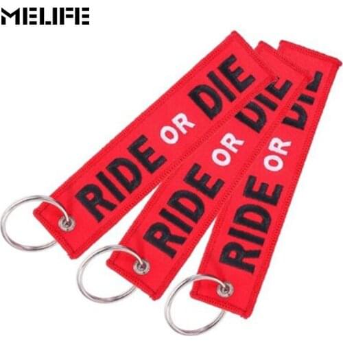MELIFE Sports Climbing accessories RIDE OR DIE Keychain for Motorcycles and Cars Keychain Jewelry Embroidery Key Tag llavero 3PC