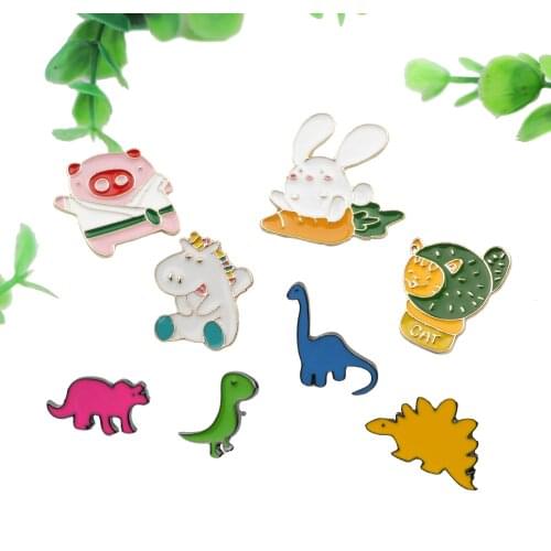 Unicorn Cute Lapel Pins Dinosaur Pig Rabbit Cat Colorful Brooches Badges Backpack Hat Metal Enamel Pins Jewelry Gifts