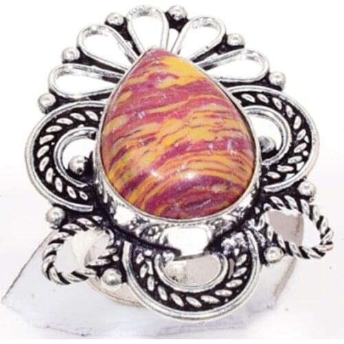 Mosaic Jasper Ring Silver Overlay over Copper, USA Size 4.75 , R5608