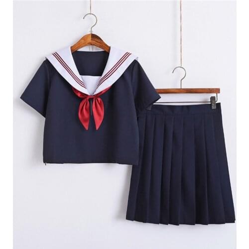 New Arrival Japanese School Uniform JK Uniform Class Uniforms Sailor Suit Top+Skirt+Tie Female Students Uniforms