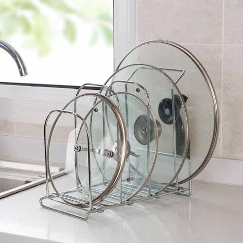 New Pots Storage Rack Holder Cookware Shelf Drainer Cutting Board Pan Lid Pot Cover Holder Rack Stand Kitchen Organizer