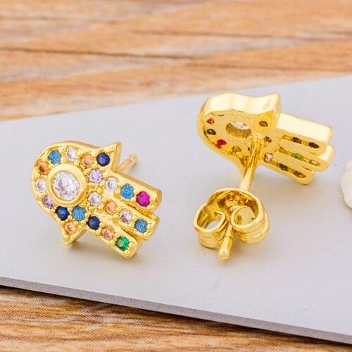 Top Quality Evil Eye Micro Pave Rhinestone Copper CZ Stud Earrings Charm Jewelry Best Party Birthday Fashion Gift For Women Girl