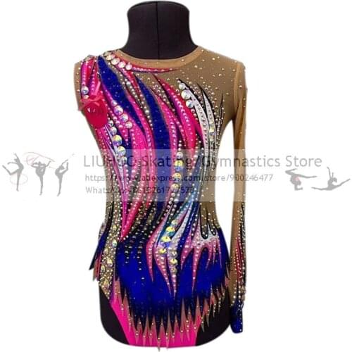 LIUHUO Figure Skating Dress Womens Girls Ice Skating Performance Rhythmic Gymnastics Competition Dance Leotard Artistic Costume