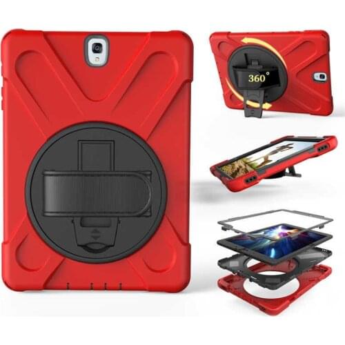 Shockproof Case For Samsung Galaxy Tab S3 9.7'' SM-T820 T825 Cover Hand Strap 360 Rotation Stand Case for Samsung T820 T825 Case