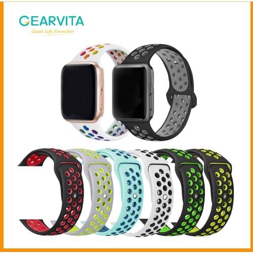 Porous Silicone Watch Band Strap For Apple Watch 44mm 40mm iWatch bands 42mm 38mm Breathable Correa Bracelet Summer Sports