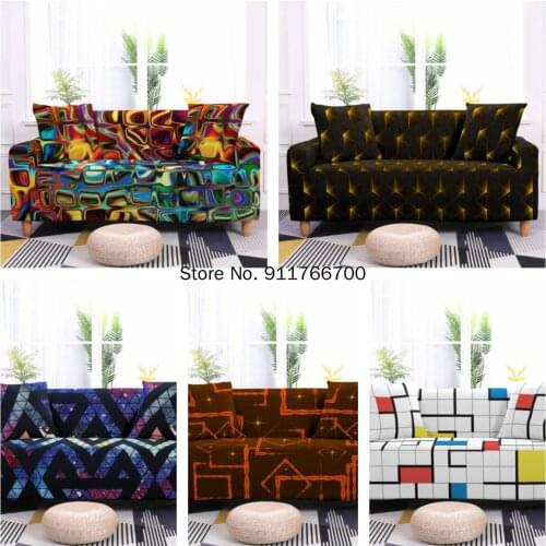 Irregular Geometry Sectional Sofa 1-4 Seat L Sofa Bed Stretch Polyester Elastic Sofa Cover For Living Room Furniture Protector