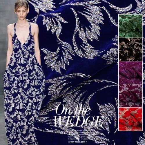 1 metre Golden branches leaves gilded fleece clothing mulberry silk velvet fabric offer