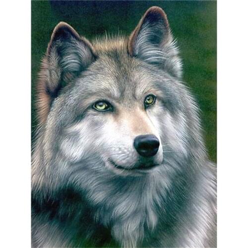 Wolf Animal Printed Water-Soluble Canvas 11CT Cross-Stitch Embroidery Patterns DMC Threads Handmade Handicraft Design