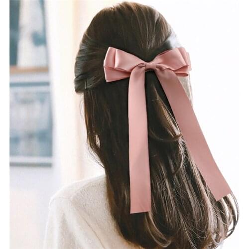 Imixlot Elegant Charm Satin Butterfly Bow Hairpin Long Ties Women Girls Wedding Party Fashion Barrettes Hair Accessories