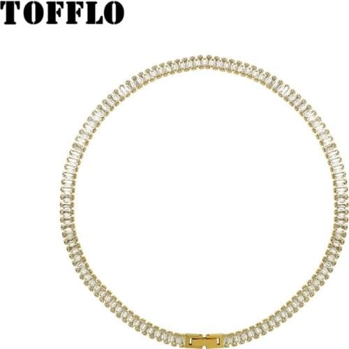 TOFFLO Stainless Steel Jewelry Zircon Necklace Womens Elegant And Shining Neck Chain BSP1068