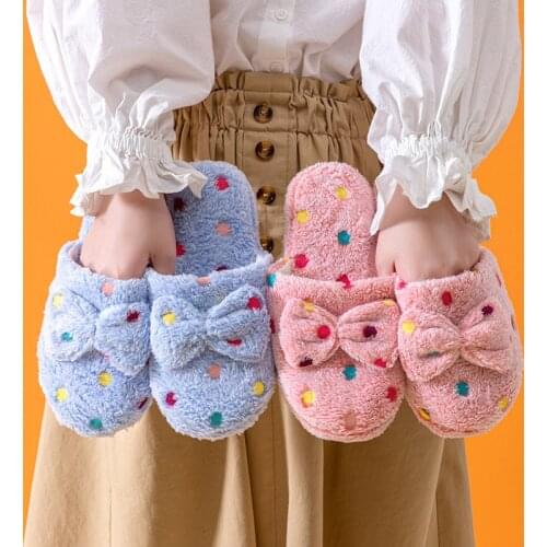 Women Indoor Slippers Warm Plush Home Slipper Autumn Winter Shoes Cute House Flat Floor Soft Slient Slides Sandals for Bedroom