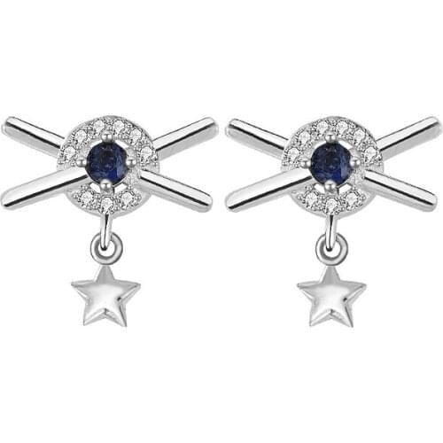 ADELE Star S925 Sterling Silver Blue Gemstone Earrings Female Simple Personality Anniversary Earrings