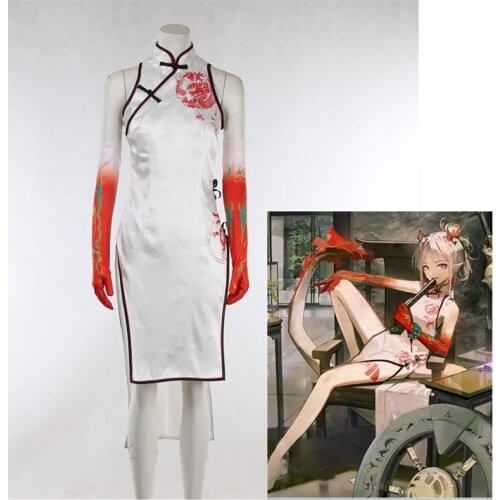 New Arknights Cosplay Costume Slim Dress Cheongsam Gloves Custom Made Size For Girl Women Halloween Party Set