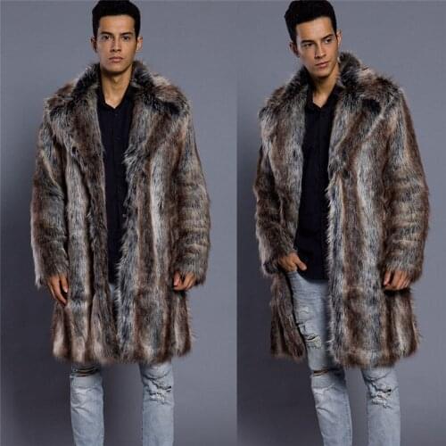 2018 Winter new Imitation Mink coat Mens long Windbreaker Mink Fur coat printed striped coat Artificial fur Size S M-XXL XXXL