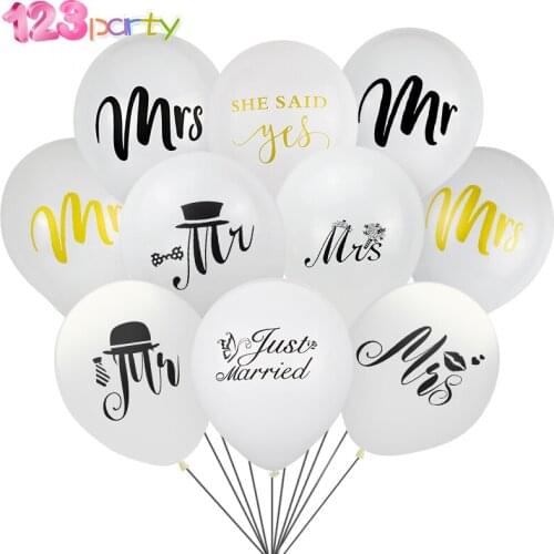 123 10 Pcs just married Mr Mrs Wedding Balloons Latex Wedding Love baby shower Celebration decoration Party Supplies Balloon