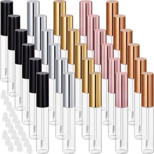 30Pcs 5 Colors 10 ml Lip Gloss Tubes Empty Refillable Lip Balm Bottles Clear Plastic Lip Gloss Container DIY Lipstick Tool