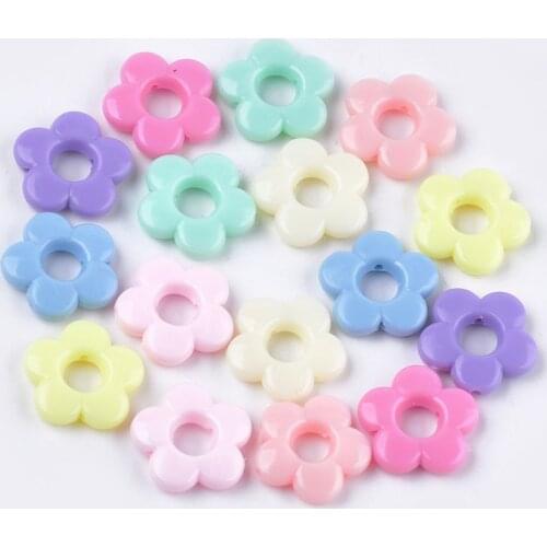 50pcs Flower Acrylic Beads Frames Spacer Beads Mixed Color for Jewelry Making DIY Bracelet Necklace Handmade Craft