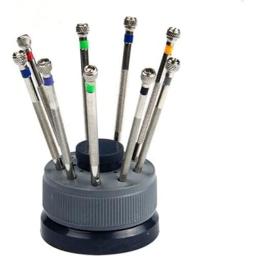 9pcs Watchmakers Screwdrivers Set Watch Glasses Flat Blade Assort Slotted Flat Screwdrivers Set 0.6Mm-2.0Mm