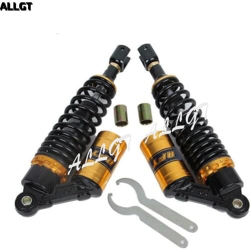 ALLGT 390mm A Pair Rear Nitrogen Shock Absorbers Rear Suspension Clevis Fit For Kawasaki Black/Gold