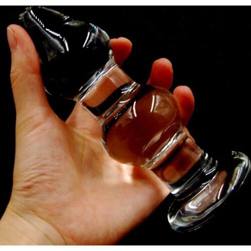 Waterproof 14*4.5cm huge pyrex glass Anal butt plug crystal dildo Female male adults masturbation Sex toy for women men couple