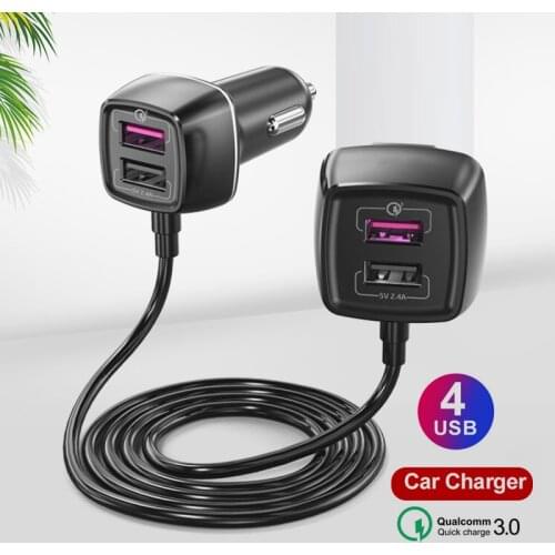 4 USB Port 60W Car Charger adapter for Mate 40 30 20 Pro 10 For Huawei Xiaomi iPhone Dual Port USB SuperCharge