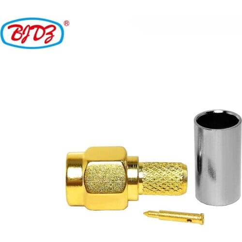 Free Shipping 10 PCS SMA Male/Plug Crimp RF Connector for RG58 LMR195 LMR200 Cable