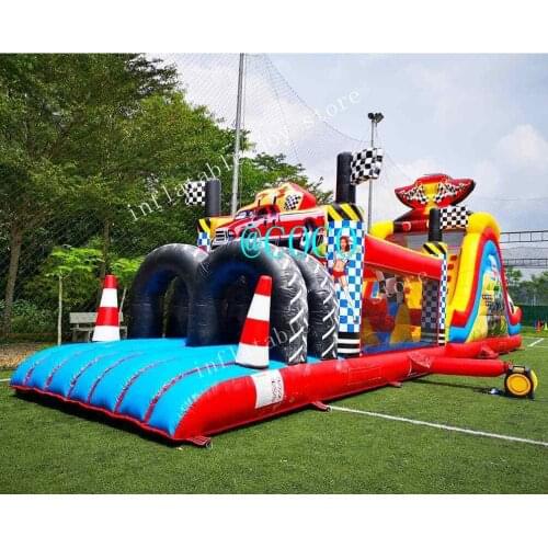 Free ship to sea port,15x3m commercial inflatable obstacle course, inflatable race track bouncy obstacle game for kids