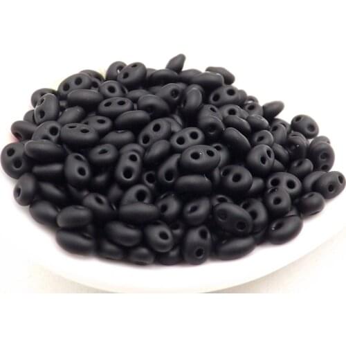 Hot new 5x2.5mm Luster Czech Glass Seed Beads Two Hole Bead 240pcs Black