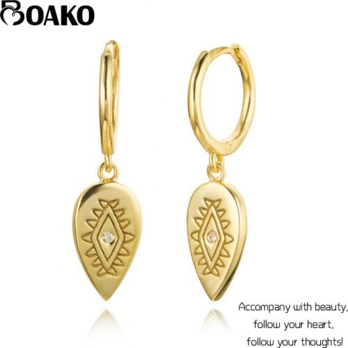 BOAKO 925 Sterling Silver Earrings For Women Gold Evil Eye Earrings Small Hoop Earring Aretes For Girl Gift Spike Zircon Earring