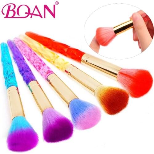 BQAN Crystal Handle Nail Cleaning Brush Tool Art Care Manicure Pedicure Soft Powder Dust Glitter Remover Clean Brush