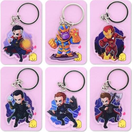 Infinity War Keychain Thanos Captain America Double Sided Super Hero Comic Keyring Cartoon Acrylic Key Chain Accessories PCB138