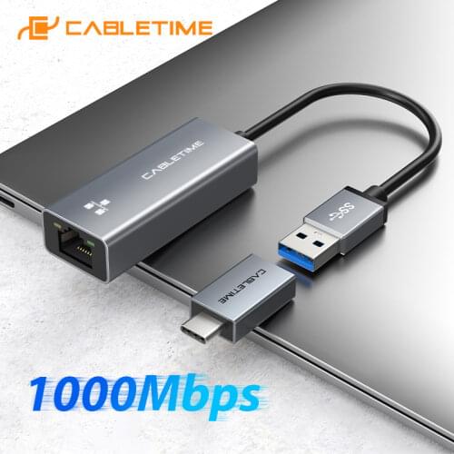 CABLETIME USB Ethernet Adapter 1000Mbps USB 3.0 2.0 LAN RJ45 Adapter for Laptop Nintendo Switch Macbook Air USB LAN C358